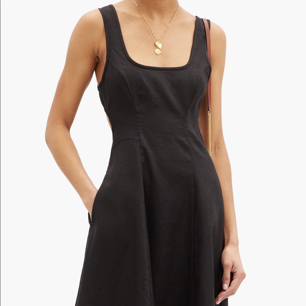 ZIMMERMANN Lulu cutout- back linen midi dress black size 3 - Picture 6 of 9